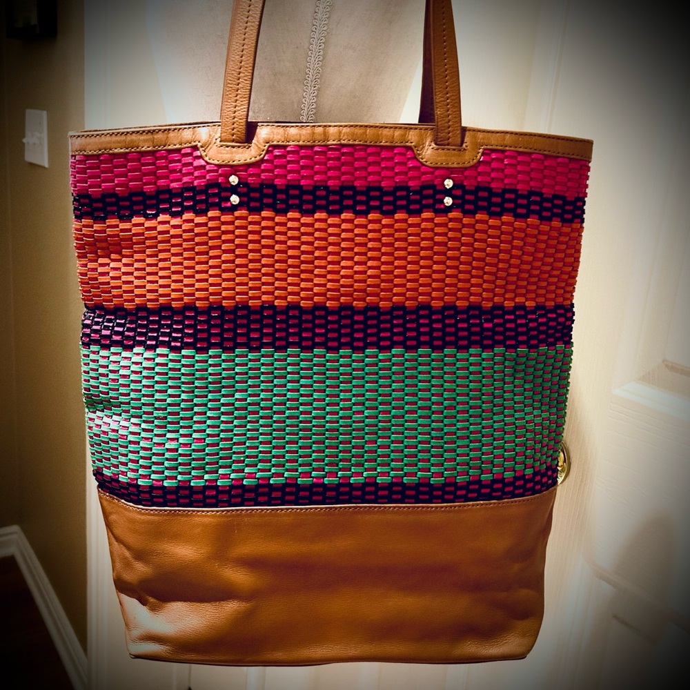 Rebecca Minkoff Colorful Leather Intrecciato Tall Tote Bag